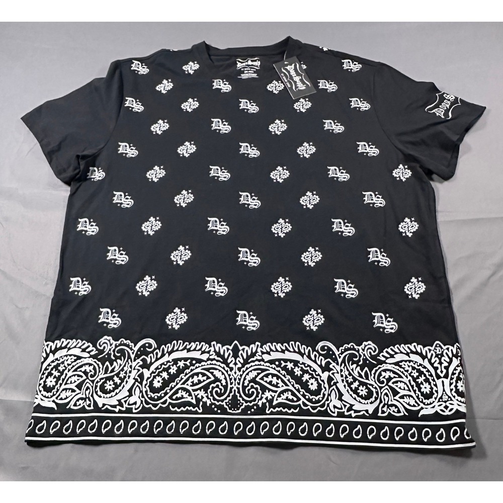 Dogg Supply by Snoop Dogg Mens Black Bandana Print Logo T-Shirt 2XL New‎